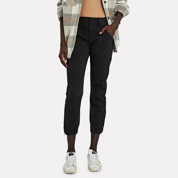 FRAME Washed Black Trapunto Cropped Moto Pants Size 27 - Picture 1 of 8